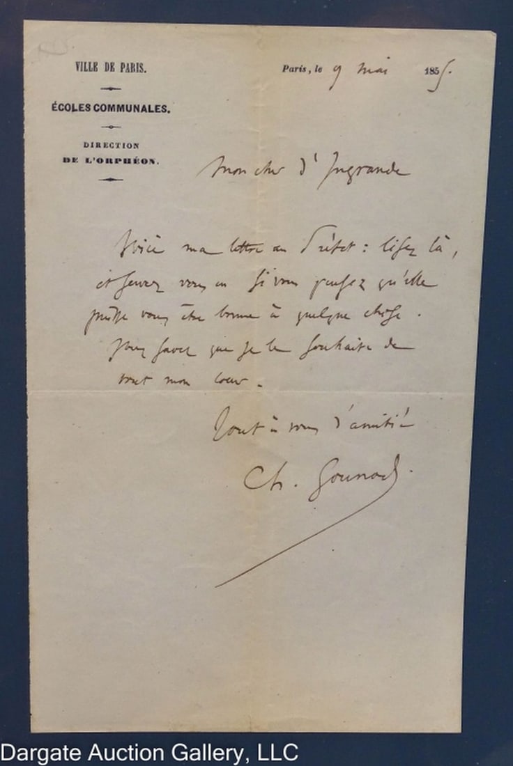 CHARLES GOUNOD (1818-1893) HAND WRITTEN LETTER (1 of 3)