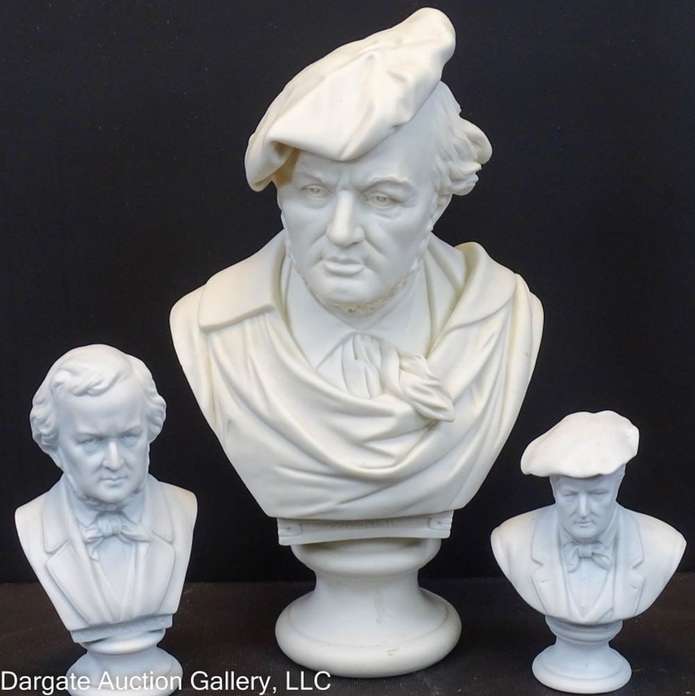 3 19th C PARIAN WARE BUSTS OF RICHARD WAGNER (1 of 7)