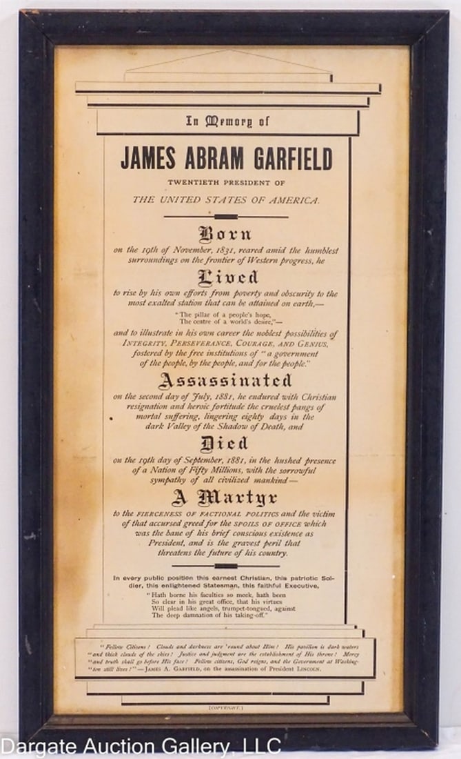1881 JAMES ABRAM GARFIELD BROADSIDE MEMORIAL (1 of 5)