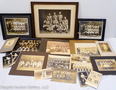 ASST EARLY 1900s SPORTS PHOTOS & RPPC PUGILIST: Assorted Very early 1900s, (1900-1910) sports photos and real photo post cards / Includes pugilist, football, baseball, and basketball, Buck Grouse, Eddie Wilmer, Theodore Abel, Westmoreland County, S