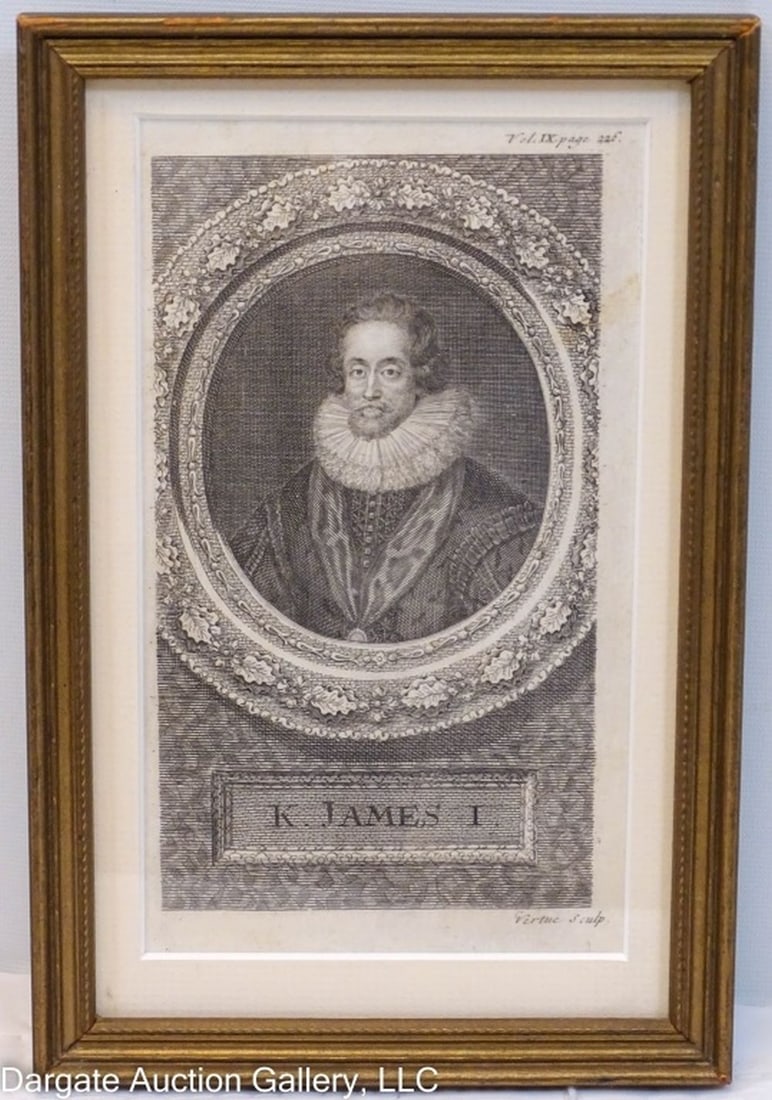 KING JAMES I PORTRAIT MEDALLION ENGRAVING (1 of 5)