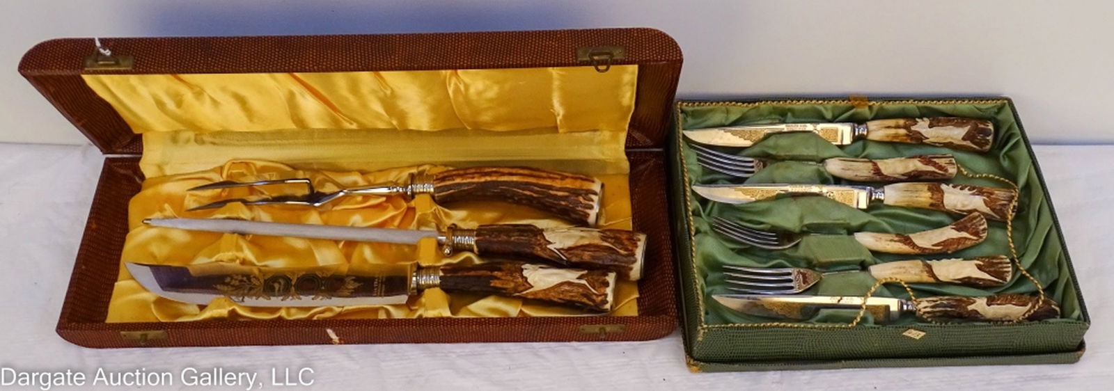 (2) BOXED SOLINGEN SETS STAG HANDLE CARVING SET + (1 of 5)