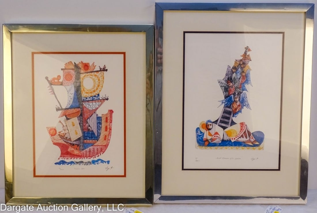 2 AMRAM EBGI HAND COLORED ETCHINGS (1 of 7)