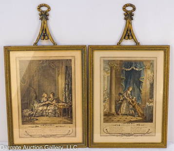 2 ENGRAVINGS AFTER SIGMUND FREUDENBERGER: 2 Engravings Originally Painted by Sigmund Freudenberger (Swiss, 1745-1801)-L'Evenement au Bal - Engraving/Etching by Antoine-Jean Duclos (French, 1742-1795) and Francois-Robert Ingouf (French, 1742-1