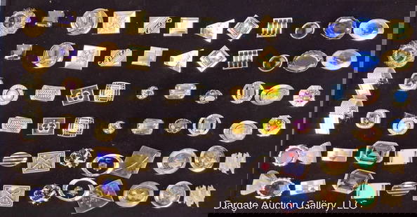 DISPLAY BOX LOT OF 36 ASST PRS CUFFLINKS INCL BOX: Includes multi-colored stones, faux pearl, gold and silver tones / Measures: n/a