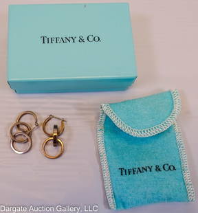 TIFFANY & CO STERLING PALOMA PICASSO EARRINGS: Interlocking circle earrings designed by Paloma Picasso / Marked Tiffany & Co 925 / Includes Tiffany Blue box and dust bag / Weight: 8.71gPAYMENT DISCLAIMER ****SEE TERMS AND CONDITIONS FOR SPECIAL