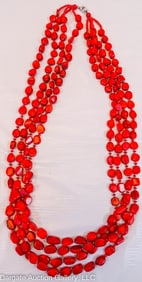 LUCAS LAMETH RED CORAL NECKLACE WITH STRLING CLASP