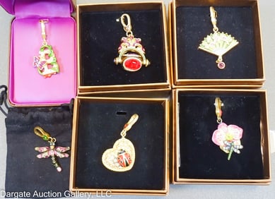 6pcs JAY STRONGWATER ENAMEL & SWAROVSKI PENDANTS