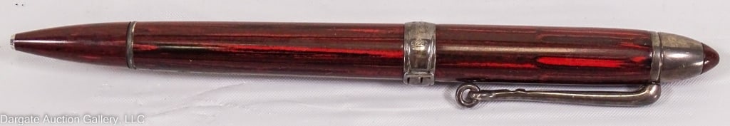 GUCCI ROSEWOOD AND STERLING BALL POINT PEN: / Measurements: 5.75" LONG