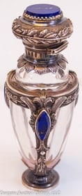 FRENCH SILVER LAPIS LAZULI GLASS PERFUME SCENT BOT