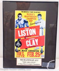 SONNY LISTON CASSIUS CLAY SIGNED PROMO POSTER
