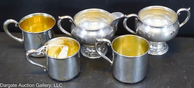 5pc STERLING HOLLOWWARE SUGAR CREAM BABY CUPS