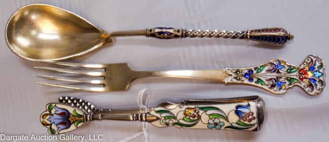 3pcs PLIQUE-A-JOUR ENAMELED INCL GEORGE ADAM SCHEID