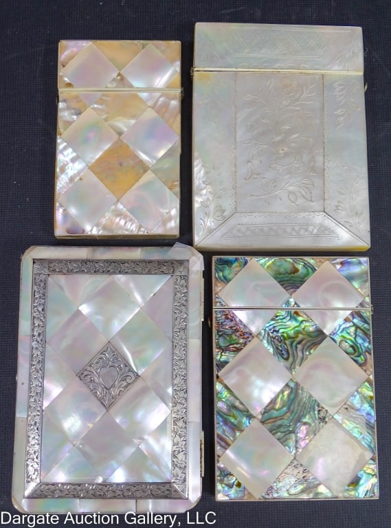 4 VICTORIAN MOP & ABALONE CARNET DE BALL CARD CASE (1 of 8)