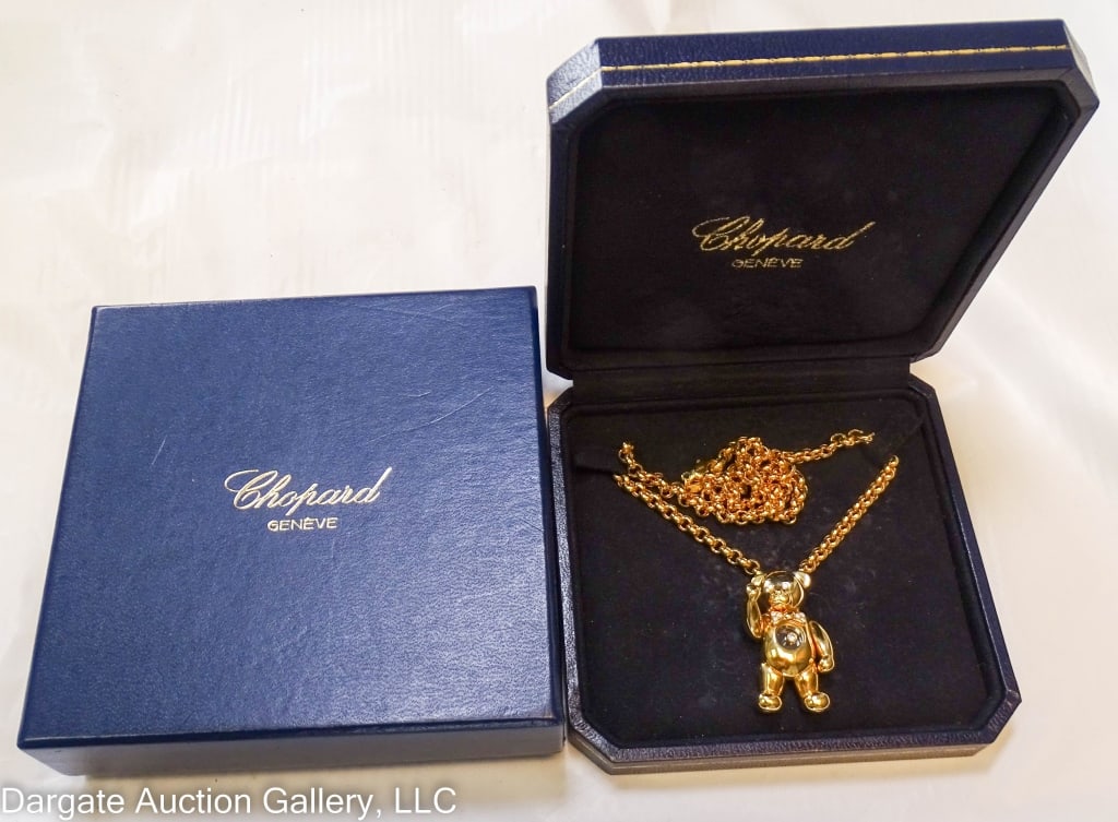 18K CHOPARD HAPPY DIAMOND TEDDY BEAR CHARM NECKLACE (1 of 5)