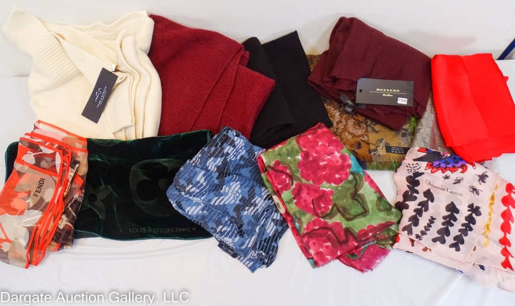 12 ASST DESIGNER SCARVES incl ARMANI LV FENDI + (1 of 7)