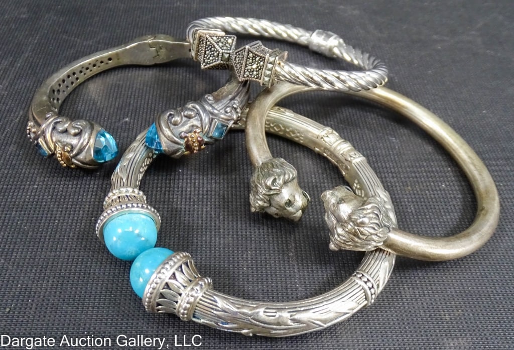 4 HINGED STERLING BRACELETS (1 of 6)