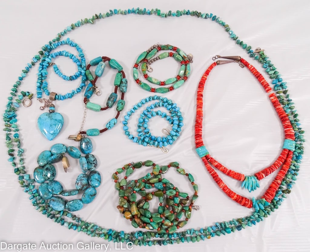 8 NATIVE AMERICAN TURQUOISE NECKLACES (1 of 4)
