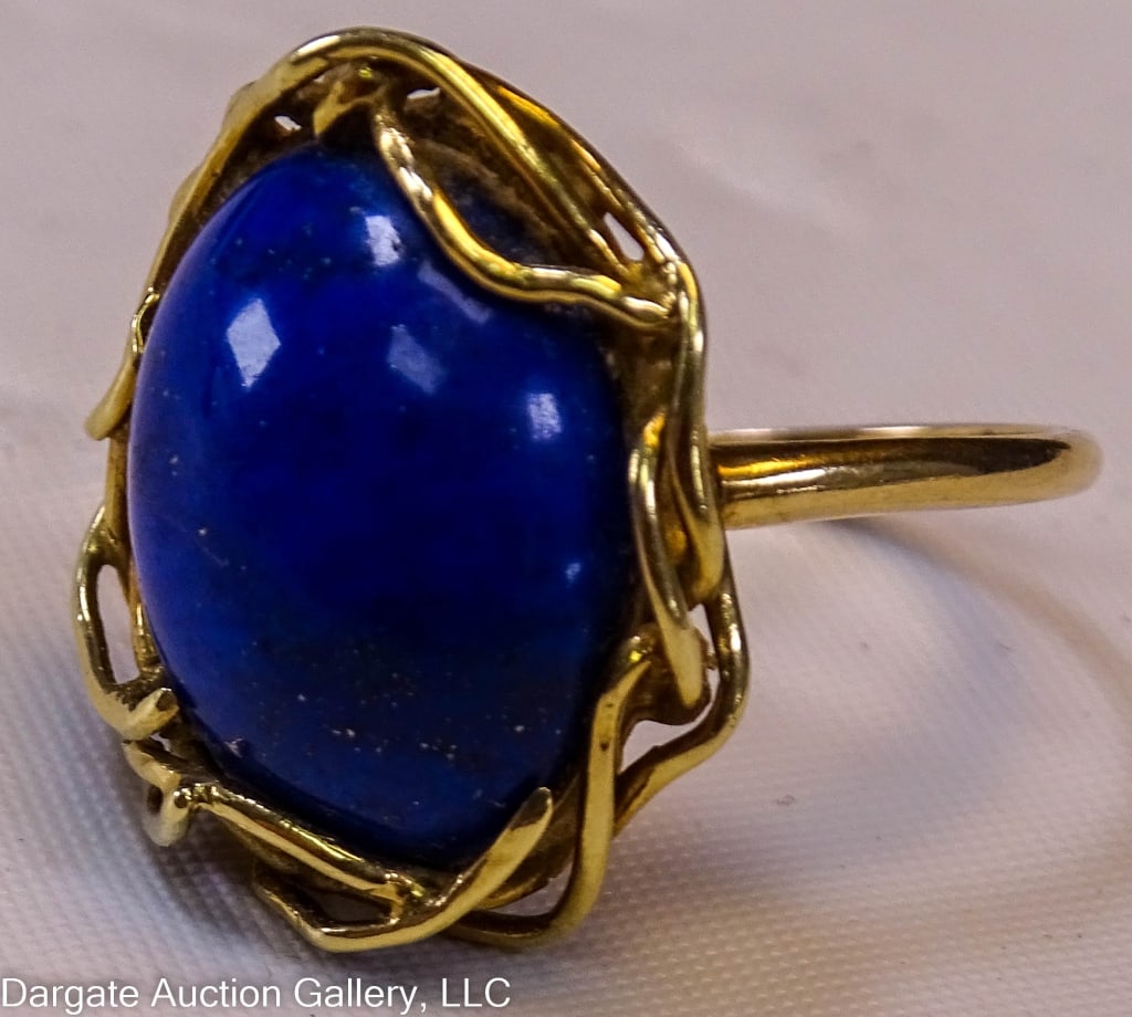 10k YELLOW GOLD BLUE LAPIS LAZULI FREEDOM RING (1 of 3)