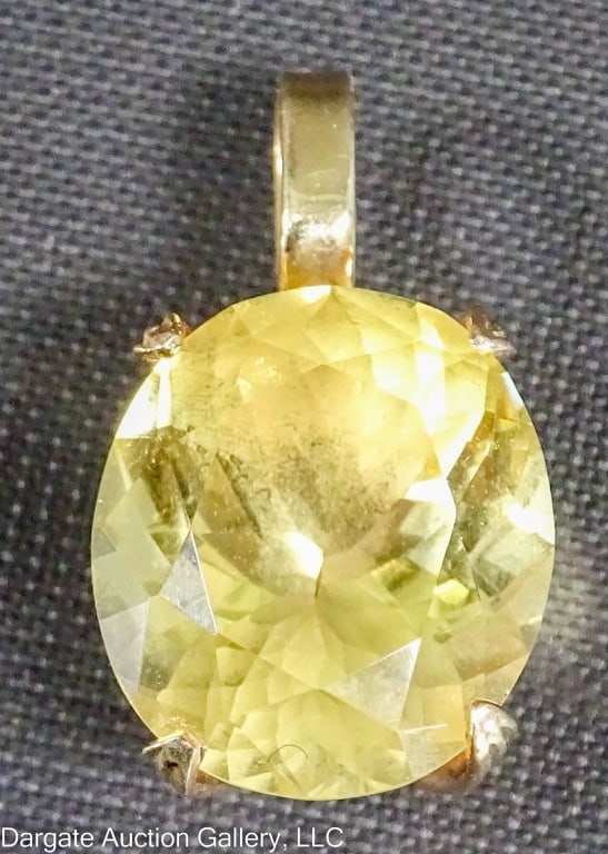 2 14k YELLOW GOLD PENDANTS CITRINE & BLUE TOPAZ (1 of 6)
