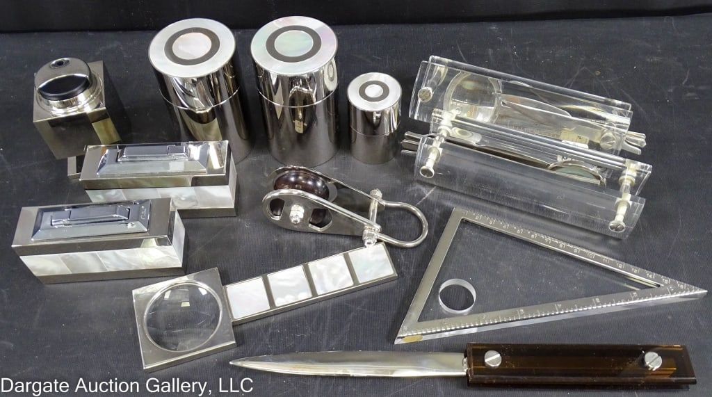 12 VINTAGE NOEL BC ITALY LUCITE & CHROME DESK PCS (1 of 6)