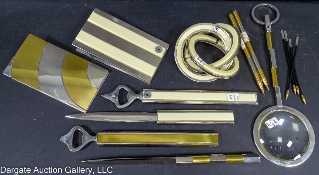 10 NOEL BC ITALY CHROME & BRASS DESK PIECES (1 of 8)