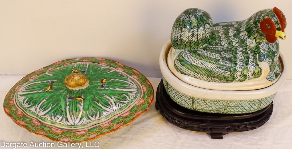 LOT OF 2 19th C CHINESE EXPORT TUREEN'S (1 of 8)