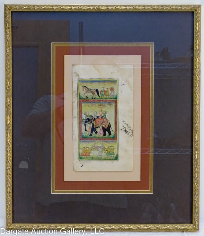 19th C INDO PERSIAN GOUACHE PAINTING TRIPTYCH (1 of 8)