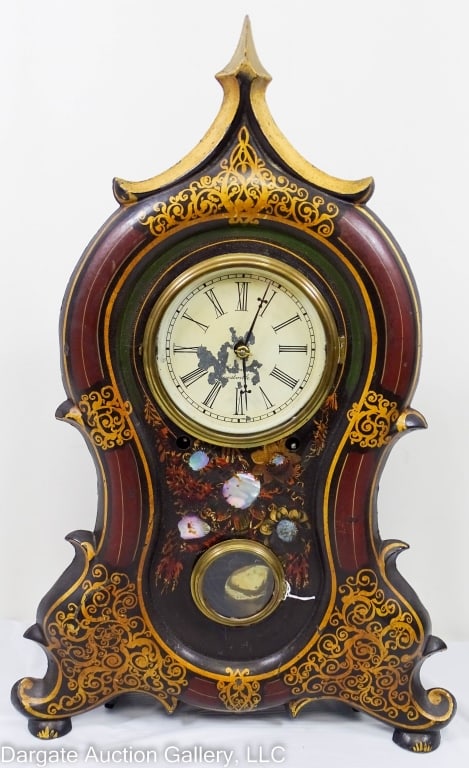 GOODRICH HAND PAINTED CAST IRON MANTEL CLOCK (1 of 4)