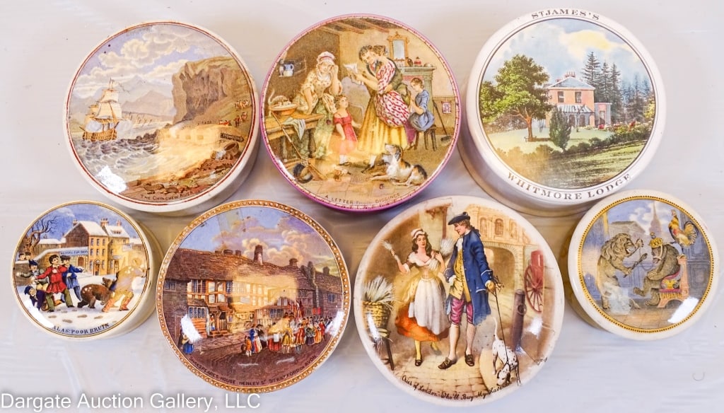 7pc ADVERTISING PRATTWARE POTS AND LIDS (1 of 8)