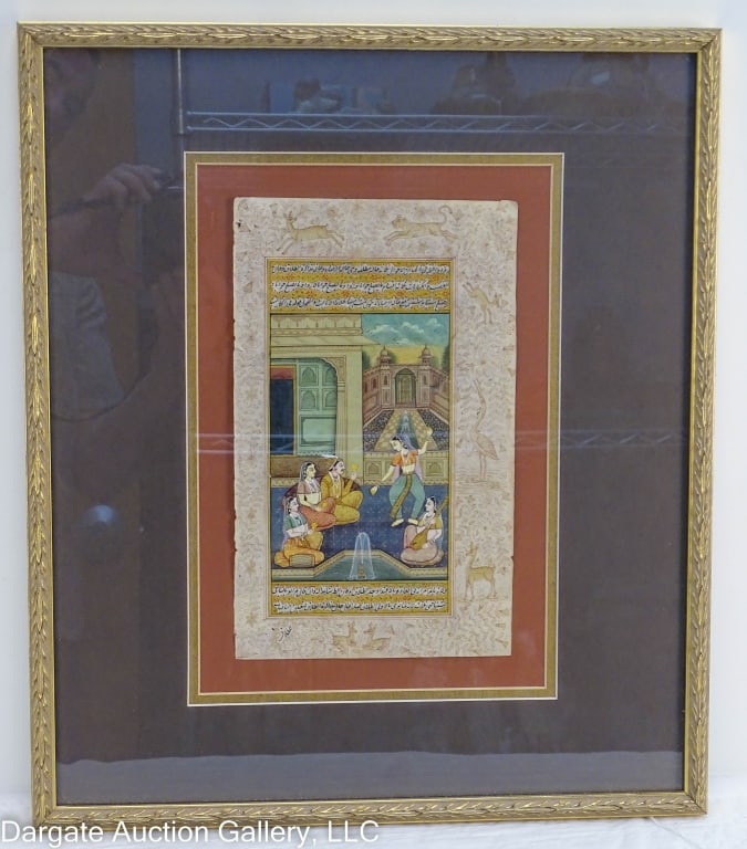 19th C INDO PERSIAN GOUACHE PAINTING ENTERTAINMENT (1 of 4)