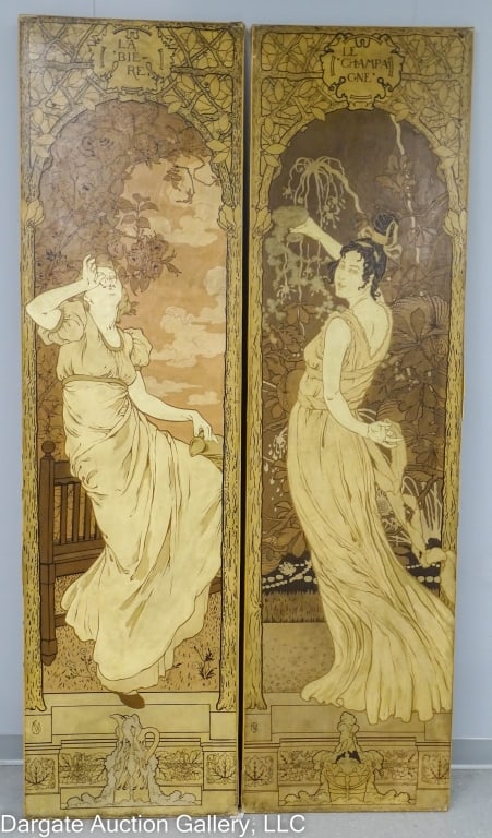 MAURICE SIMON ATTRIB OIL ON PAPER PAIR DE MAQUETTE (1 of 9)