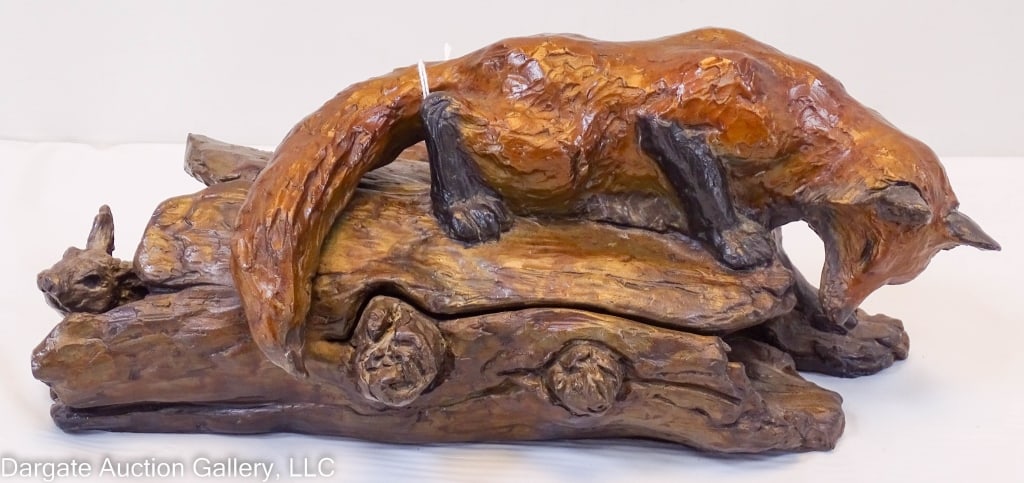 DAVID H TURNER BRONZE FOX & RABBIT SCULPTURE (1 of 7)