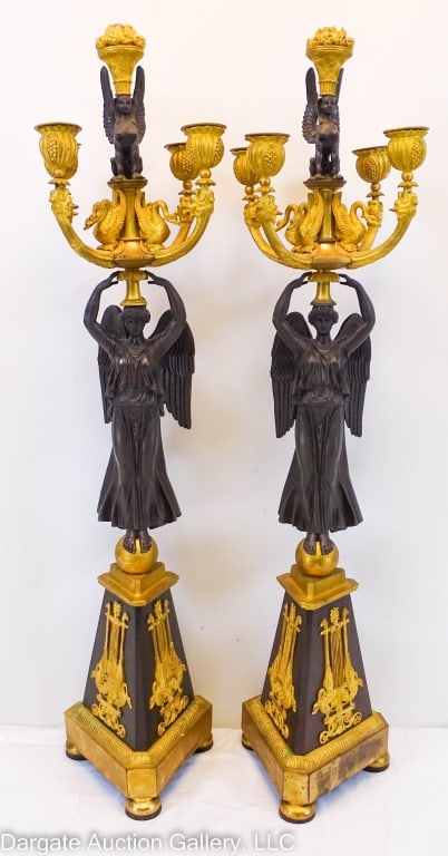 PAIR ANTIQUE ITALIAN NEOCLASSICAL 5-LIGHT CANDELABR (1 of 7)