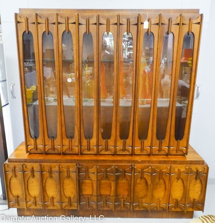 TOBAGO BRUTALIST MCM WALNUT CHINA HUTCH CABINET (1 of 11)