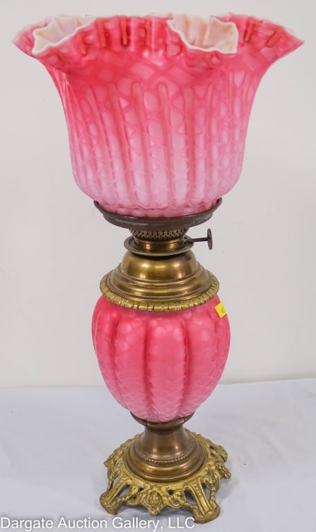 ANTIQUE MT WASHINGTON CRANBERRY SATIN GLASS OIL LA (1 of 6)