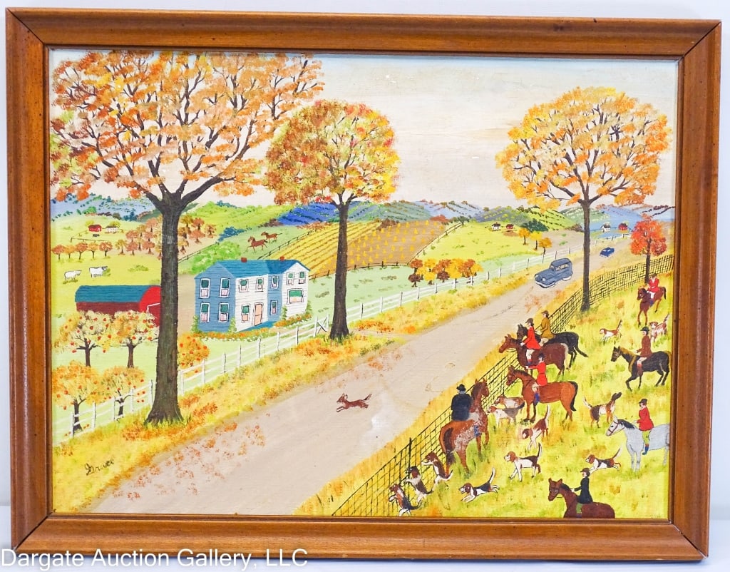 GRACE MACARTHUR OIL ON CANVAS PRIMITIVE STYLE FOX (1 of 6)