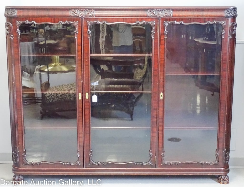 MAHOGANY 2 SECTION GLASS DOOR BOOKCASE (1 of 6)