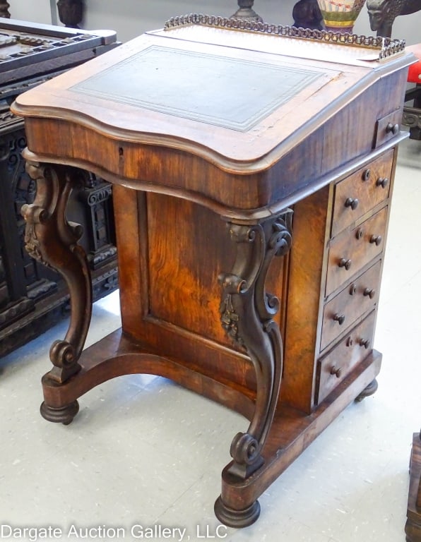 VICTORIAN BURR WALNUT DAVENPORT DESK (1 of 7)