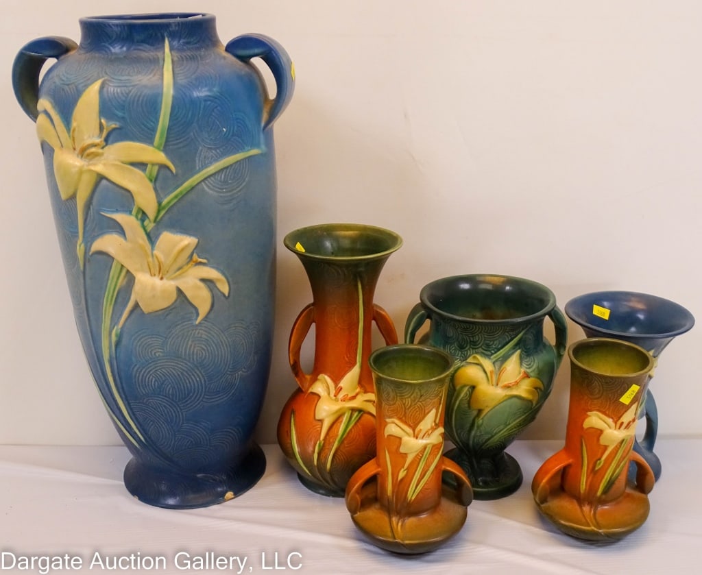 6pc ROSEVILLE POTTERY ZEPHRY LILY VARIOUS COLORS (1 of 7)