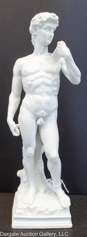 19th C MICHELANGELO'S DAVID PARIAN WARE FIGURE (1 of 5)