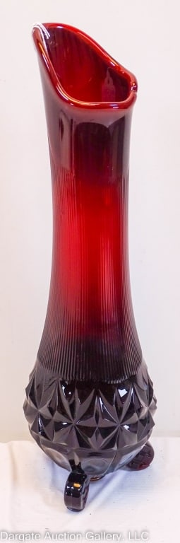 MCM LE SMITH AMBERINA THREE WHEELER SWUNG VASE (1 of 3)