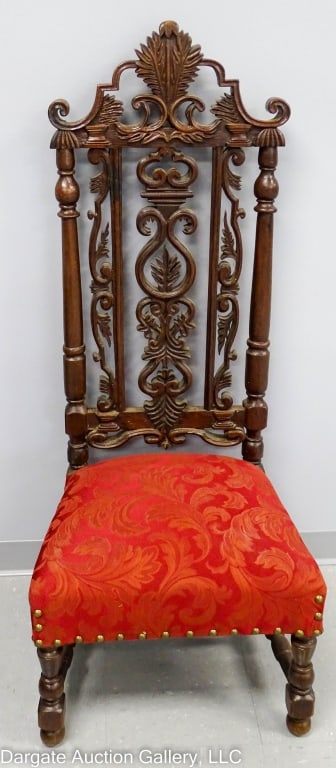 ANTIQUE HIGHBACK VICTORIAN OAK SIDE CHAIR (1 of 6)