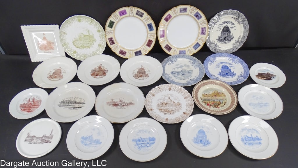 22pc 1893 COUMBIAN EXPOSITION TRANSFERWARE PLATES (1 of 20)
