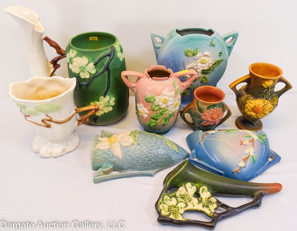 10pc ASSORTED ROSEVILLE POTTERY (1 of 8)