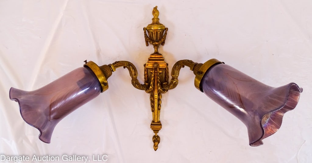 FRENCH DORE BRONZE 2-LIGHT WALL SCONCE (1 of 5)
