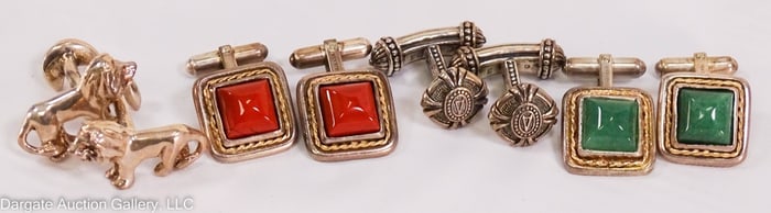 4 PAIRS STERLING SILVER CUFFLINKS