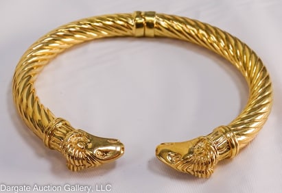 VERONESE RAM HEAD STERLING VERMEIL  CUFF BRACELET