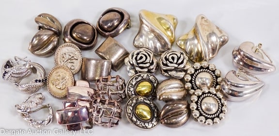 14 PAIRS STERLING SILVER EARRINGS