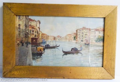 ETTORE CADORIN CANAL SCENE WATERCOLOR